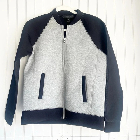 J. Crew Size 4 Gray and Black Neoprene Varsity Jacket NEW! - Picture 2 of 6